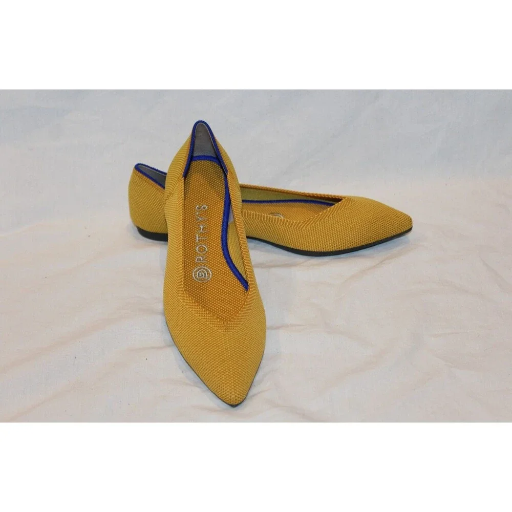 Rothy’s The Point Flats Pointed Toe Shoes Women’s 7 MARIGOLD BLUE NEW